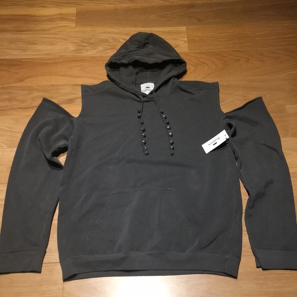 Front Row Cold Shoulder Grey Hoodie Ladies Size S *New* - Picture 3 of 8